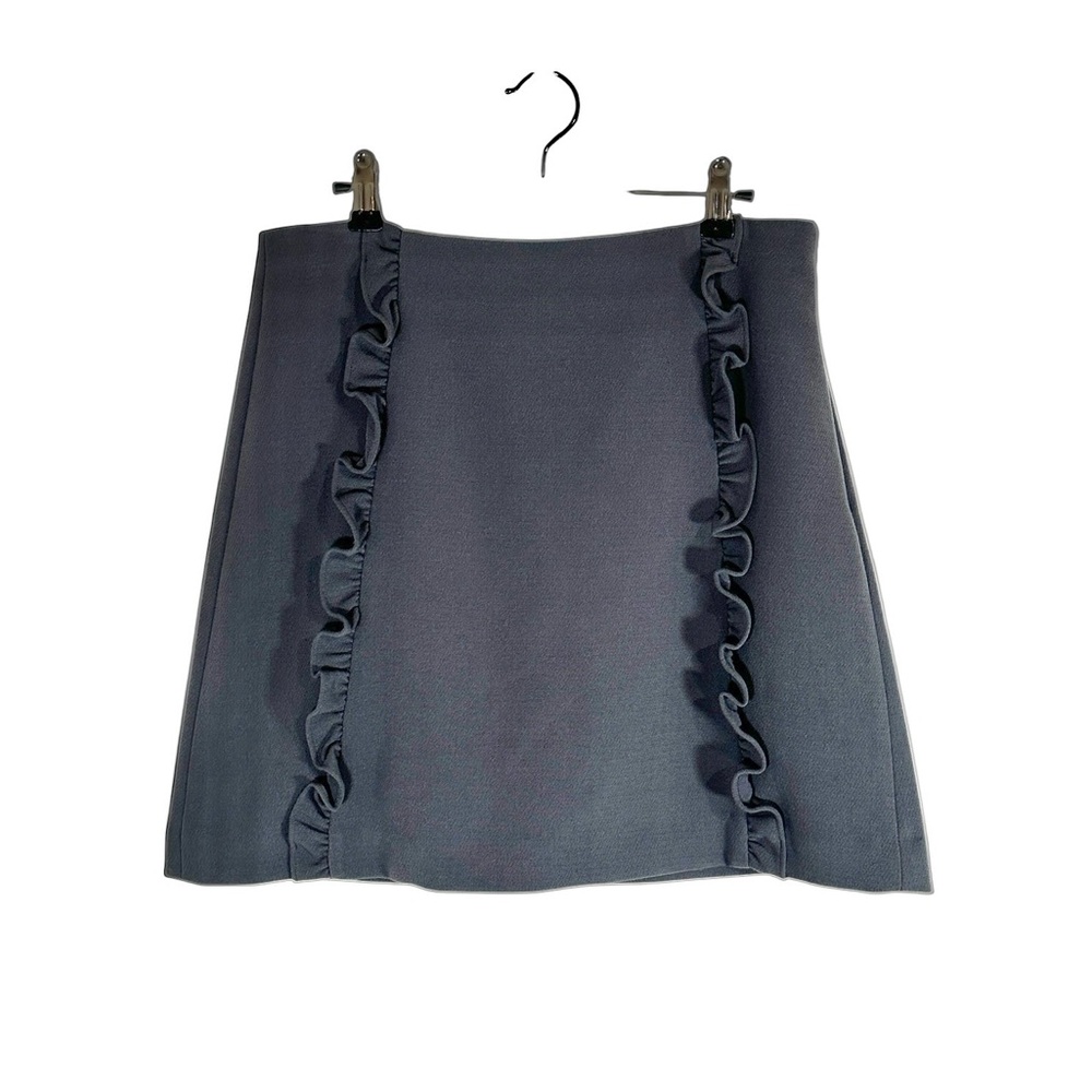 LOFT Grey A-Line Ruffle Detail Mini Skirt Sz 6